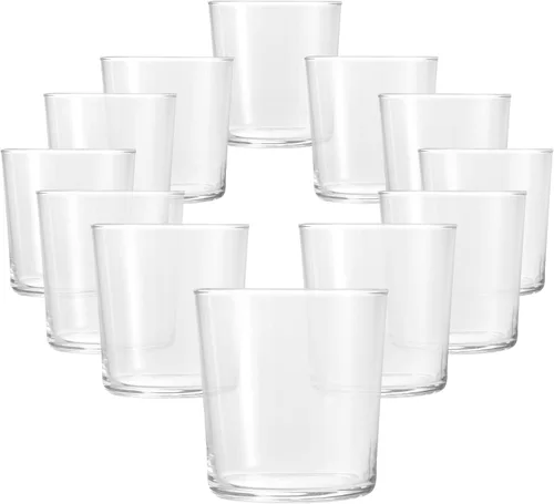 Bormioli Rocco Bodega Collection - Juego de 12 vasos medianos de 12 onzas para agua, bebidas y cócteles, vasos de vidrio templado transparente de 12