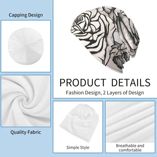 Vista 7 de Pink Background Roses Unisex Elastic Brimless Hat for Home Indoor and Outdoor Activities Skiing Mountaineering Traveling