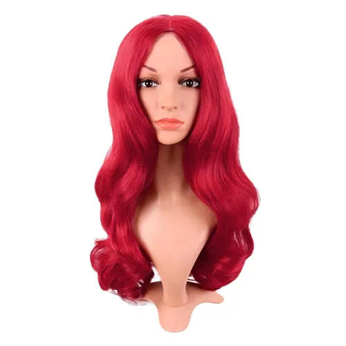 Vista 9 de MapofBeauty 22 pulgadas/21.7 in moda larga fibra sintética pelo rizado parte media Cosplay peluca (negro)