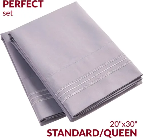 Vista 46 de Mellanni Fundas de almohada de lujo, extrasuaves, refrescantes, fundas de almohada de 2 piezas de la colección Icónica, cierre de sobre