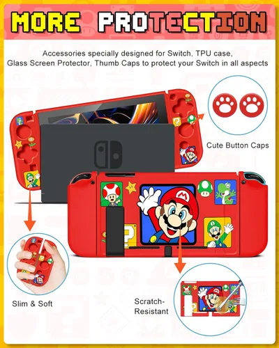 Vista 5 de for Nintendo Switch 9 in 1 Storage Accessories Kit with Travel Carrying Case+Switch Protective Cover+Game Case Holder+Strap+Sticker+2 Joycon