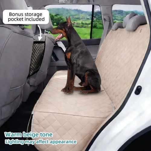 Vista 2 de Bark Lover Funda de asiento de automóvil para perro para asiento trasero, impermeable, funda de asiento trasero antideslizante para niños