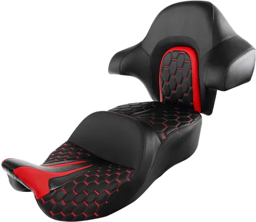 Vista 28 de Asiento de pasajero de una pieza de dos piezas para Harley Touring Road King Street Glide Road Glide 2009-2023 Electra Glide Tri Glide Ultra Classic