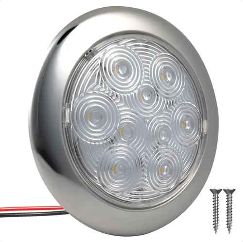 Vista 10 de Five Oceans FO4878 - Lámpara de techo LED para interiores, 2-3/4 pulgadas, redonda, luz blanca diurna, 12 V, impermeable IP67, luz