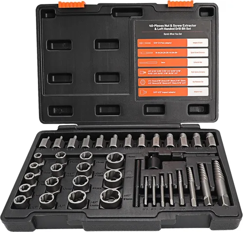 Vista 8 de Juego de 15 extractores de tornillos, extractor de tornillos de doble cabeza hexagonal, extractor de tuercas multieslina, 3/8 pulgadas, juego