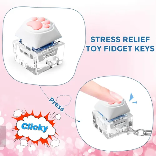 Vista 4 de Llavero de Teclado Juguetes Sensoriales Fidget, Clicker Fidget para Alivio del Estrés TDAH Autismo