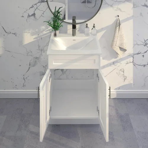 Vista 4 de La Royal Mueble de baño con base de lavabo blanco listo para montar, 24 pulgadas de ancho
