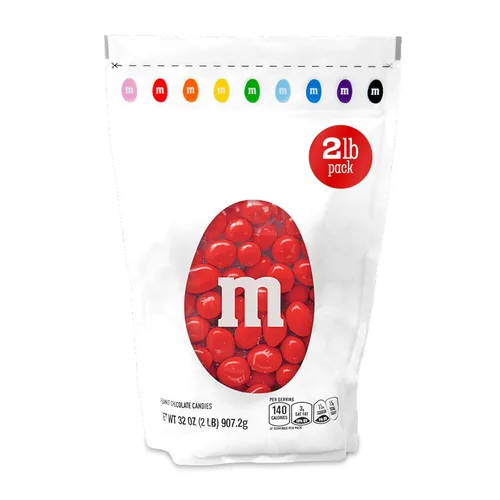 Vista 9 de M&M'S WORLD Caramelos de chocolate con maní rosa – 2 libras de dulces a granel en paquete resellable para bufé de dulces, fiestas de cumpleaños