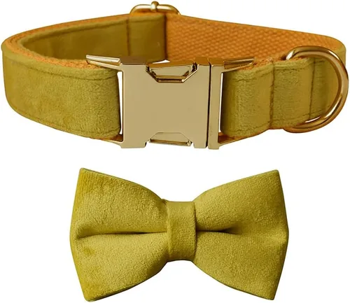 Vista 6 de Love Dream Collar de Perro con Corbatín, Collares de Terciopelo para Perro con Corbatín Desmontable y Hebilla de Metal, Collares de Corbatín Suaves
