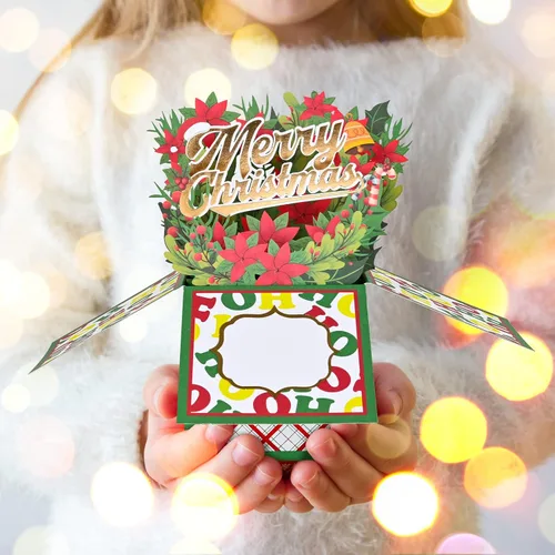 Vista 9 de Giiffu Paquete de 4 tarjetas de Navidad 3D desplegables – Tarjetas de felicitación navideñas hechas a mano con sobres y tarjetas de notas, bonitas