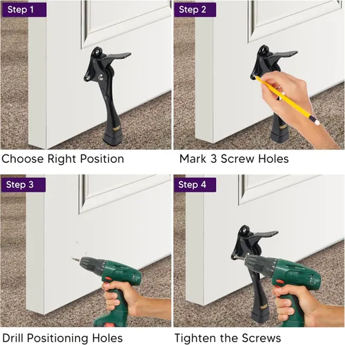 Vista 21 de HOME&I Easy Pedal Kick Down Door Stop Stopper Easy Step Door Kick Doorstop,Premium Quality,Height-Adjustable Rubber Foot,4 Inch