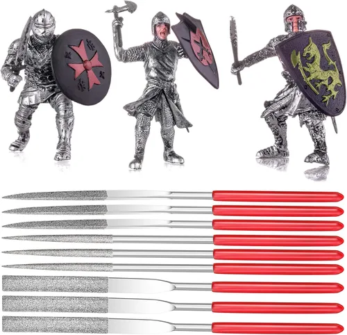 Vista 6 de Mudder limas en miniatura y para modelos, incluye juego de limas de diamante (redonda, plana y triangular, 9 piezas)