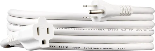 Vista 16 de Yaxa Basics - Cable de extensión de 6 pies, 3 clavijas, extensor de toma de corriente, cable de extensión para interiores, 13 amperios, 125 V