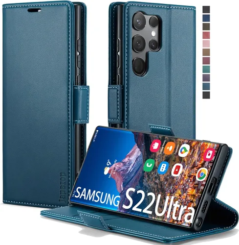 Vista 12 de Funda tipo cartera para Samsung Galaxy S22 5G con tarjetero y función atril, bloqueo magnético RFID, funda de piel con tapa para Galaxy S22 5G