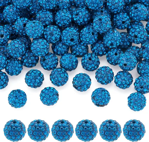Vista 30 de Beadthoven - 100 cuentas de diamantes de imitación de arcilla de 0.394 pulgadas para la fabricación de joyas, cuentas de bola de disco de cristal