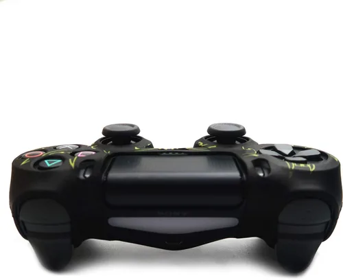 Vista 6 de BRHE - Funda protectora de silicona antideslizante para PS4, compatible con PS4 SlimPS4 Pro inalámbricocontrolador de gamepad con cable con 2 tapas