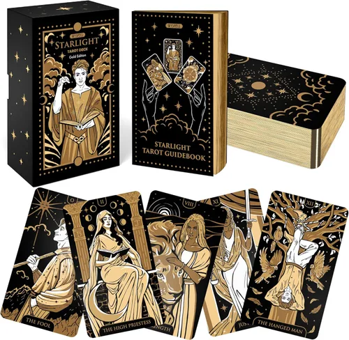Vista 8 de Wyspell Cartas de Tarot: Mazo de Tarot Starlight con Libro Guía - Mazo de Cartas de Tarot Único para Principiantes - Cartas Modernas de Adivinación