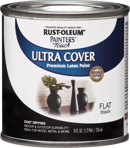 Vista 70 de Rust-Oleum 1976502 Painter's Touch - Pintura de látex, cuarto de galón, negro plano, 32 onzas líquidas, (paquete de 1)