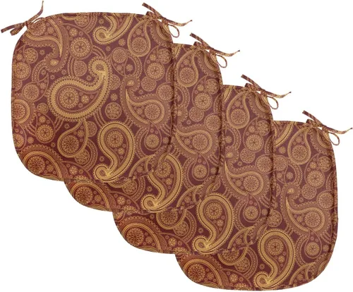 Vista 210 de Lunarable Juego de 4 cojines de asiento para silla, diseño de pétalos de flores de iris florecientes, arte de forma desgastada, acolchado de asiento