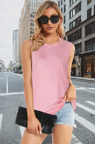 Vista 6 de Camisetas sin mangas para mujer, de verano, informales y holgadas, blusas tipo túnica