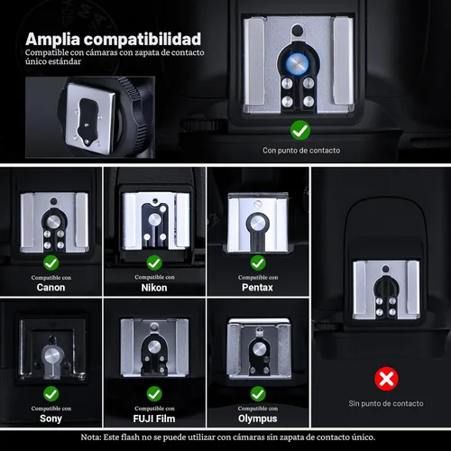 Vista 3 de Neewer TT560 Flash Speedlite para cámaras Canon Sony Nikon Panasonic Olympus Pentax y otras DSLR, flash de cámara digital con zapata estándar