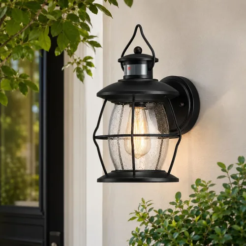Luces de pared de movimiento para exteriores, accesorios avanzados de iluminación exterior del atardecer al amanecer, lámpara de porche impermeable