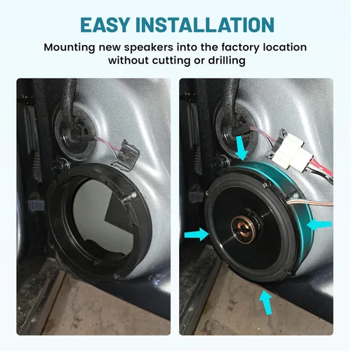 Vista 4 de NuIth Separadores de Placa Adaptadores de Altavoces de 6.5 Pulgadas para VW 1999-2019, Porsche 2000-2006, Skoda 2005-2013, Seat 1999-2005 Anillos