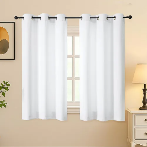 Vista 17 de Simplebrand Juego de 2 paneles de cenefa aguamarina para ventana de cocina de 14 pulgadas de largo, cortinas de oscurecimiento de habitación