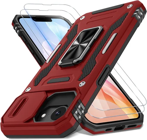 Vista 41 de DEERLAMN Funda para iPhone Air de 6.5 pulgadas con cubierta deslizante para cámara + protector de pantalla (2 paquetes), soporte de anillo giratorio