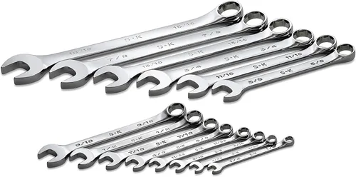 SK Tools USA Juego de llaves combinadas SAE SuperKrome® de 14 piezas, Regular, 6 puntos: 1/4" - 15/16" | 86124