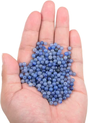 Vista 2 de Bymitel 200 cuentas de cristal natural, piedras preciosas redondas energéticas y curativas sueltas con cordón elástico para hacer joyas, pulseras