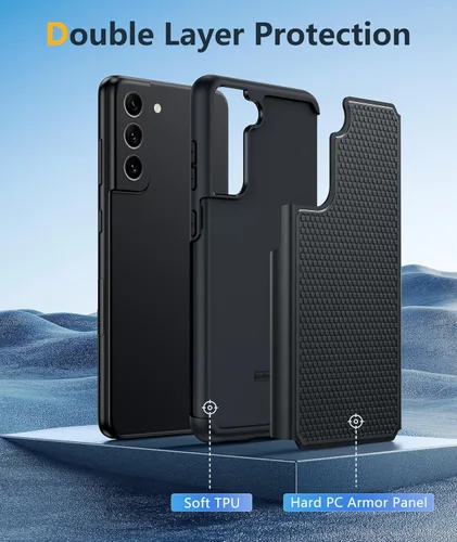 Vista 3 de JXVM Funda para Galaxy S21 FE 5G: Funda para teléfono S21 FE Samsung Cubierta protectora de doble capa de servicio pesado rugosa resistente a prueba
