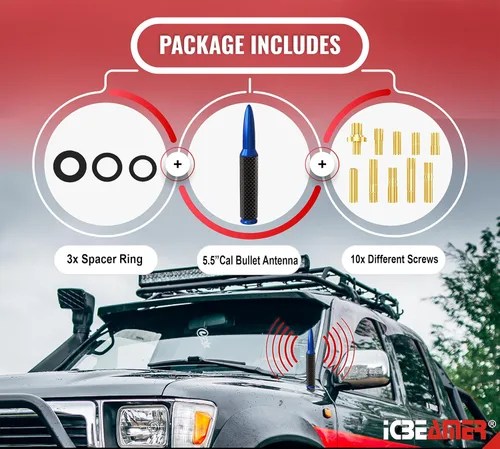 Vista 50 de ICBEAMER 3 inch / 76 mm MINI Mexican Mexico Flag Automotive Antenna with Internal Copper Coil Universal Fit AM/FM Radio Antenna Replacement