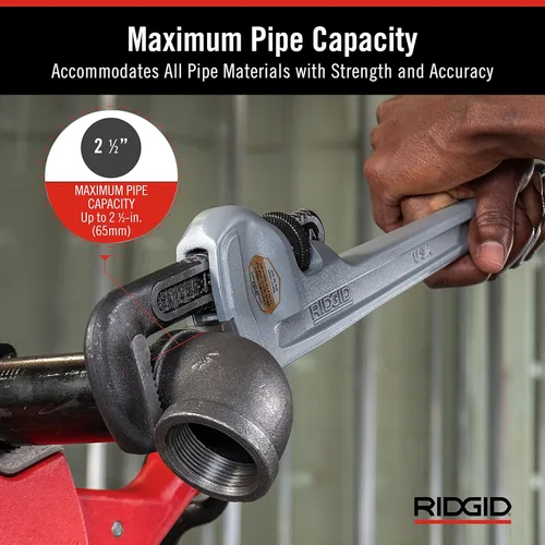 Vista 7 de RIDGID 31330 Llave de cadena de 4-1/2 pulgadas 31100 Paquete de llaves de tubo recto de aluminio de 18 pulgadas