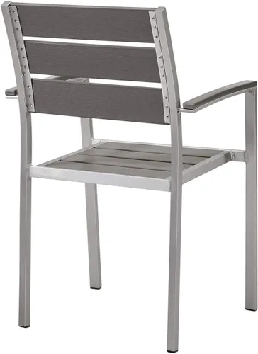 Vista 4 de Modway EEI-3130-SLV-GRY Sillón de comedor de aluminio para patio al aire libre Shore en gris plateado