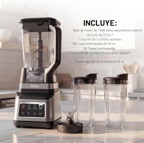 Vista 8 de Ninja BN751 Professional Plus DUO Licuadora, 1400 vatios máximo, 3 programas de Auto-IQ para batidos, bebidas congeladas y extracciones