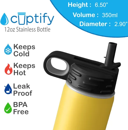 Vista 38 de Cuptify Botella de agua para niños personalizada con nombre en botella de agua aislada con anillo brillante verde de 12 onzas Verde brillante