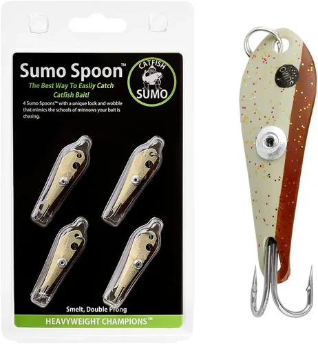 Vista 2 de Cuchara Sumo – Cuchara de cebo para pesca de gato, bajo blanco, lubina rayada y otros peces cebo, 1 5/8 pulgadas