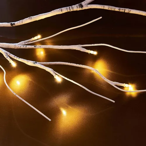 Vista 2 de Hairui Guirnalda de abedul iluminada, funciona con pilas, con 8 funciones, 48 luces blancas cálidas y multicolor, de 6 pies, guirnalda preiluminada