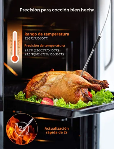 Vista 6 de Govee Termómetro Bluetooth para carne, termómetro inalámbrico de carne para horno ahumador, termómetro digital para parrilla con 2 sondas, modo