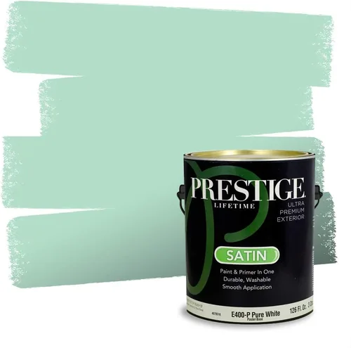 Vista 73 de Prestige Paints - Pintura exterior e imprimación en uno, 1 galón, plano, compatibilidad comparable con el color menta «Whipped Mint» de Behr