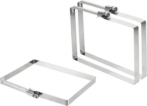 Vista 26 de uxcell 2 abrazaderas de manguera rectangulares de acero inoxidable 304, ajustables de 2 x 2 pulgadas, abrazaderas de tubo de conducto de engranaje