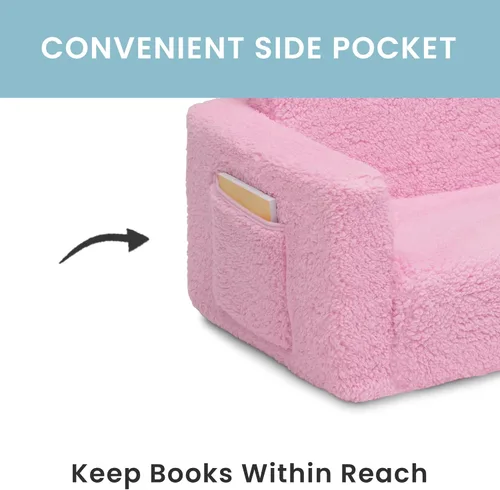 Vista 5 de Delta Children Cozee - Silla convertible 2 en 1 de sherpa abatible para niños, color rosa