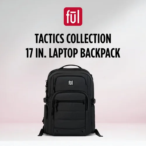 Vista 2 de FUL Tactics Collection - Mochila para laptop de 17 pulgadas, bolsa acolchada para computadora para viajes o viajes, color negro