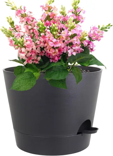 Vista 26 de Meowell Macetas grandes de 12 pulgadas con riego automático para plantas de interior y exterior, macetas para flores con orificios de drenaje