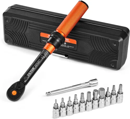 Vista 18 de VEVOR Llave dinamométrica de 1/2 pulgada con clic, escalas de doble rango mecánicas 10-150 pies.libras/14-204 Nm, de doble dirección ajustable