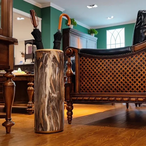 Vista 8 de Paraguas con patrón de mármol, paraguas contemporáneo, jarrón de suelo de barril, estilo moderno para almacenar bastones, bastones para entrada