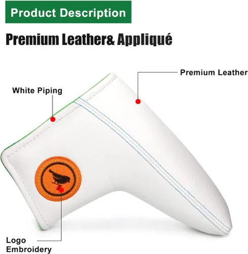 Vista 6 de Fundas para Palos de Golf Bordado Elegante Cuero Premium Birdie Golf Funda para Driver Funda Híbrida para Fairway Funda para Putter Blade Funda