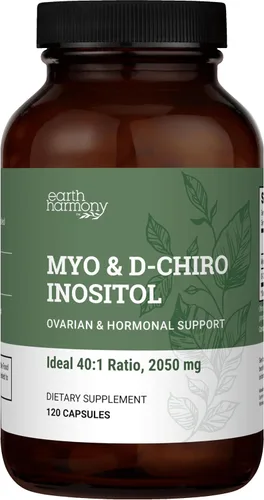 Earth Harmony - Suplemento de Mio-Inositol y D-Chiro Inositol para Mujeres, Equilibrio Ovárico y Hormonal para Mujeres - Apoya Ciclos Normales,