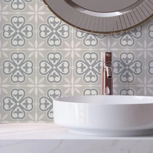 Vista 45 de Alwayspon 12 calcomanías de azulejos de pared retro florales mate para transferir, despegar y pegar, calcomanías de vinilo autoadhesivas